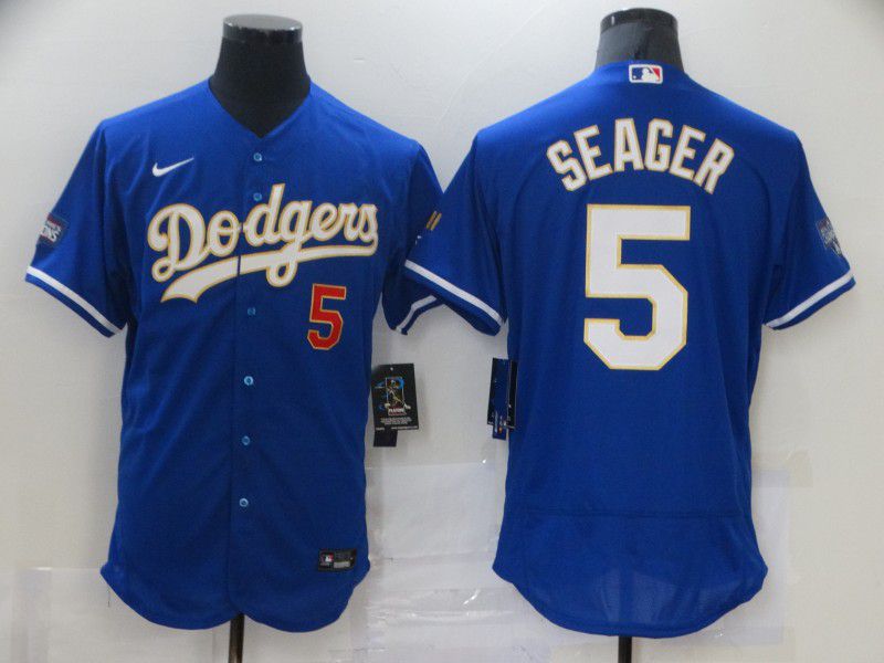 Men Los Angeles Dodgers 5 Seager Blue Elite 2021 Nike MLB Jersey